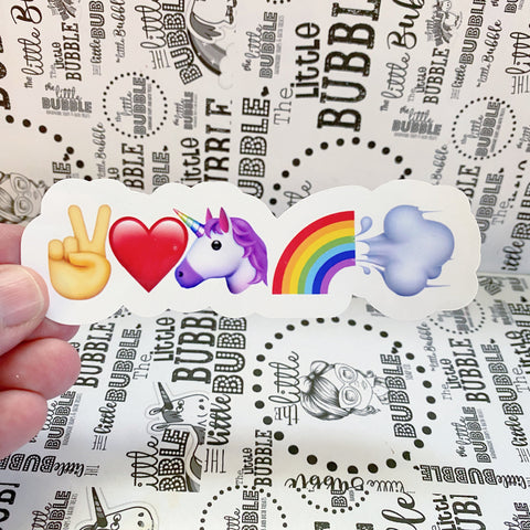 Peace Love Unicorn Farts Emoji Sticker