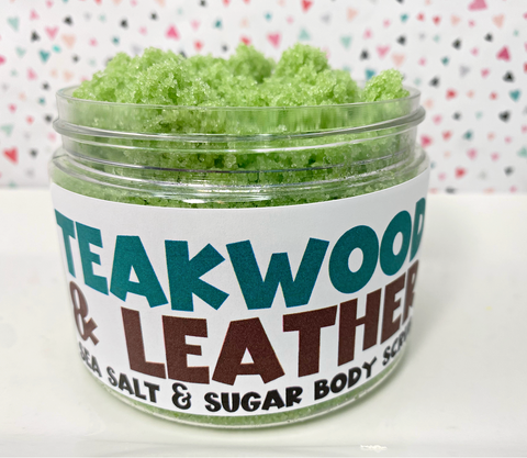 Teakwood and Leather Sea Salt and Sugar Body Scrub